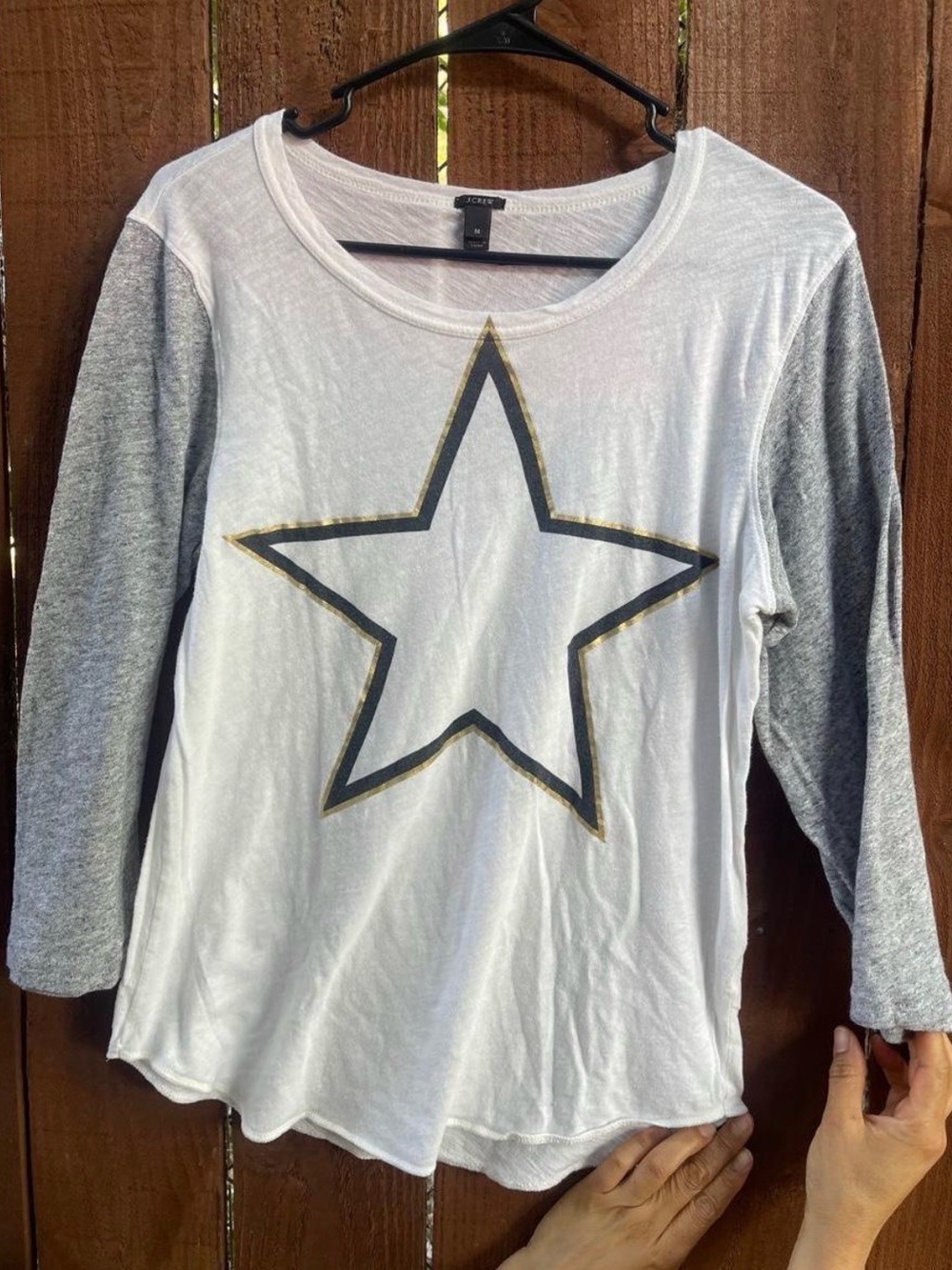 J.Crew Raglan Sleeve Star Graphic Casual Comfy T-Shirt Sz M